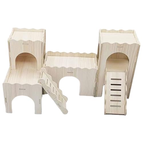MALSSE Cabañas de madera para hámsteres, escondites para animales pequeños, casas de hámster, escondites para jerbos, roedores, jaulas, muebles