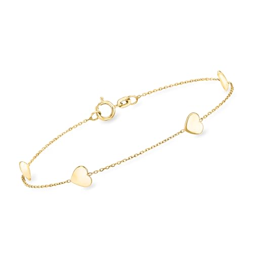 Pure Collection by Ross-Simons Italian 14kt Yellow Gold Heart Station Bracelet