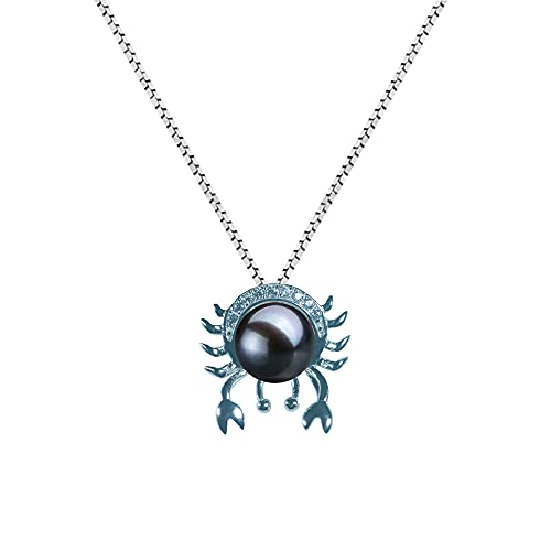 Japanese Akoya Cultured Pearl Pendant Necklace AAAA Graded 7mm Black Cultured Pearl Zodiac Necklace Pendant Sterling Silver Setting and Matching 16 or 18 Inch Chain - Orien Jewelry