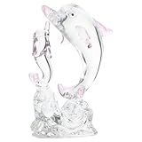 Objet décoratif en cristal à poser sur une table : cette petite décoration dauphin en cristal est dotée d'un fond plat, ce qui la rend stable