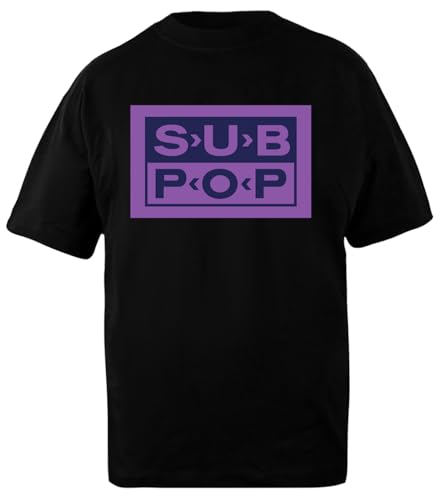 Sub Pop Purple Record Label Tee T-Shirt Oversize Unisexe en Coton Noir