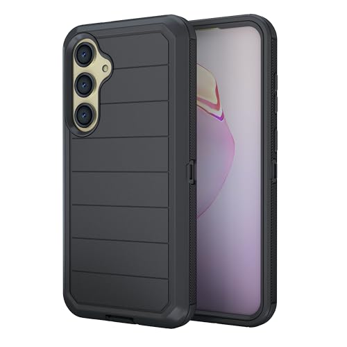 Image of KLD Rugged Armor Back Cover Compatible for Samsung Galaxy S25 Case Hard PC + Soft TPU with Bumper Complete Protection Mobile Pouch - Black