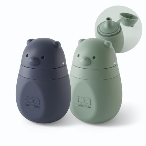 monbento - MB Yummy - Set de 2 Gourdes Compotes Réutilisables en Silicone - 150 ml - Gourdes Souples Bébé sans BPA et Hermétiques - Idéales Purée et...