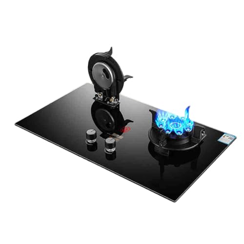 Cocina de gas de doble quemador con seguridad de llama y temporizador, superficie de vidrio templado para uso doméstico y cocina