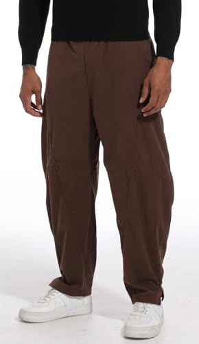 CLANMILUMS Mens Casual Elastic Waist Corduroy Pants Drawstring Loose Fit Pants (40, Brown)2