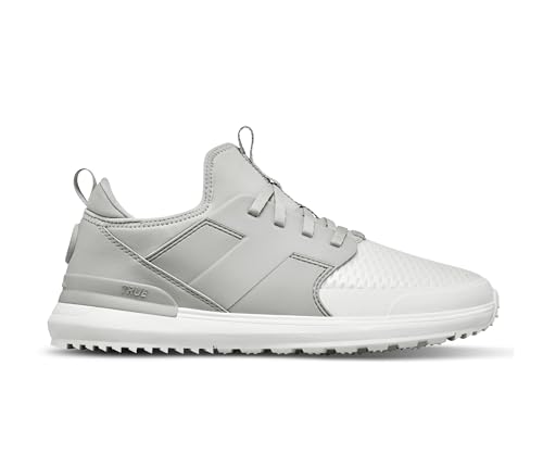 TRUE Linkswear Men's Lux G Waterproof Golf Shoes – White Grey – Size 9