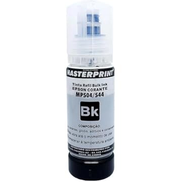 Refil Tinta Preta Kora 70ml | Para Epson EcoTank 544/504 (L3250 L4260 L3150 L5190 e Mais) | Texto Nítido Qualidade Laser