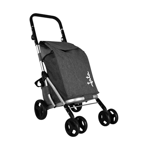 JATA HCAR2502 - Carro de la Compra 4 Ruedas. De 40L con Bolsa Refrigerante para Congelados. 2 Ruedas Giratorias 360º. Carro Plegable. con Freno. Chasis de Aluminio