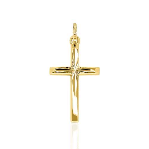 forme di Lucchetta - Small 14k Yellow Gold Christian Catholic Cross Pendant Charm from Italy