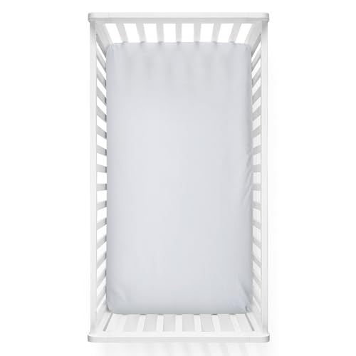 Image of Caden Lane Fitted Crib Sheet, Breathable & Temperature-Regulating Bamboo Viscose Fabric with Elastic Edges, Fits Standard Size Baby Crib & Toddler Mattresses 28"x52", Machine Washable, Lace White
