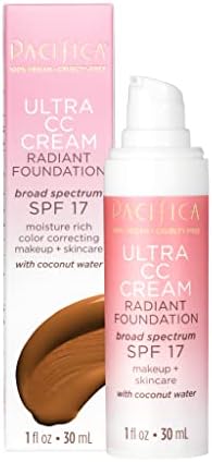 Pacifica Beauty | Ultra CC Cream Radiant Foundation - Warm/Tan | 100% Physical Broad Spectrum SPF 17 | Color Correcting Cream for Radiant Glowing Skin | Clean Makeup | Vegan & Cruelty Free