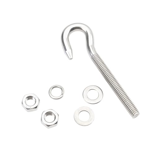Image of 8Pcs M8 Hook Bolt 304 Stainless Steel Eye Ring Screw-in Hooks with Washers Nut Metric Thread