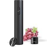 JEKSSTB Juego de 3 sacacorchos eléctricos para vino, abridor de botellas de vino eléctrico con batería de ABS con cortador de lámina, tapa de botella fresca, elegante juego de regalo de vino (negro)