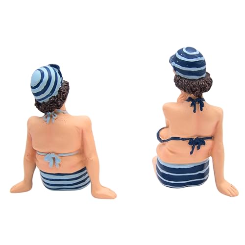 Figurines Dama en Bikini Sentada, Set de 2 Decoración de Playa miniatura 6