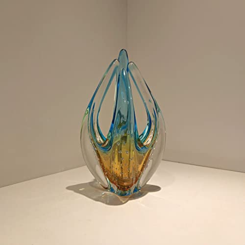 Escultura Em Cristal Murano Água Marinha - São Marcos 23cm