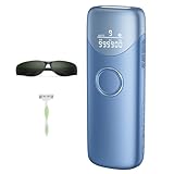 Depilación laser de 19,8 J con función de enfriamiento, 9 niveles de ajuste de energía, onda de luz roja de 600-1200 nm, 999.900 destellos, para mujeres, Azul