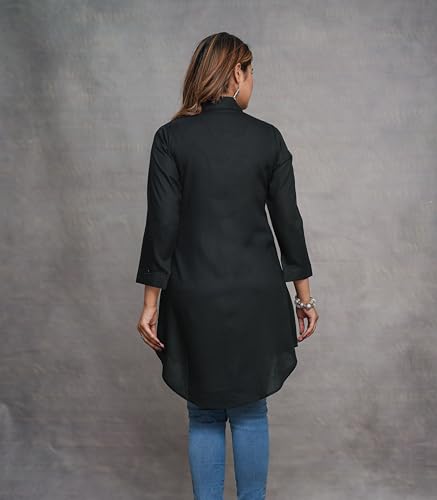 Image of Casual Full Sleeve Hand Embroidery Rayon Women's Long Shirt