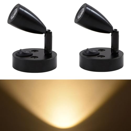 AzulLanse 2 Pcs 12V RV LED Spotlight Lampe de Lecture de Petite Taille Port de Charge USB Projecteur pivotant à 360 °,lumière Chaude 3000K pour Lampe de...