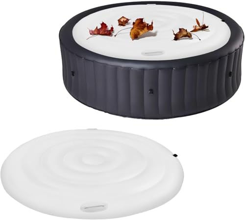 Gachiwar Couverture Spa Gonflable 160 cm avec Poignée – Couvercle Thermiquement Isolé pour Bain À Remous, Jacuzzi Extérieur – Résistant À La Pluie Et Neige, Économie D’Énergie