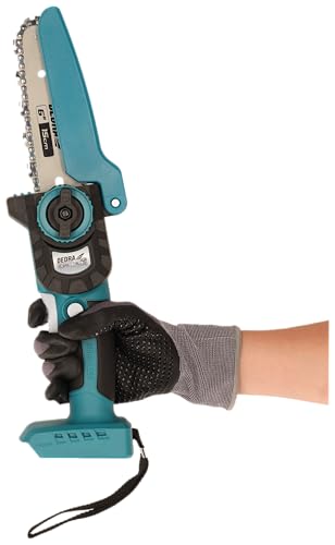 DEDRA Mini piła łańcuchowa 6", mała piła akumulatorowa 18 V, lekka konstrukcja i kompaktowy rozmiar, osłona łańcucha, grubość cięcia (do 140 mm), prędkość 8 m/s, wysoka prędkość obrotowa 5400 obr./min