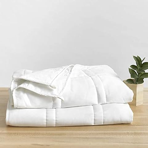 Baloo Soft 9kg Weighted Blanket, Heavy Cotton Quilted Blanket in Pebble White, 152x203 cm Cover