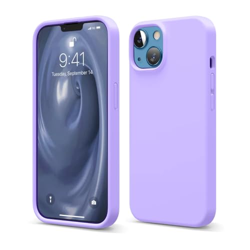 Image of Liquid Silicone Case Compatible for iPhone 13 Lavender | Slim Back Cover | Soft Touch Bumper | Shockproof Drop Protection | Microfiber Cloth Inside | Sleek Solid Design