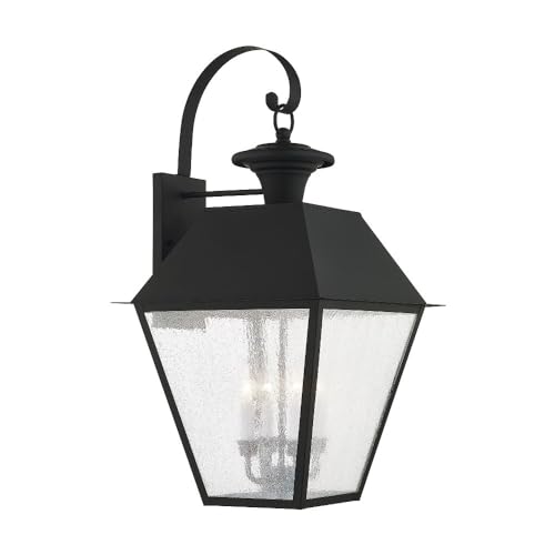 Image of Livex Lighting 2172-04 Mansfield 4-Light Outdoor Wall Lantern, Black