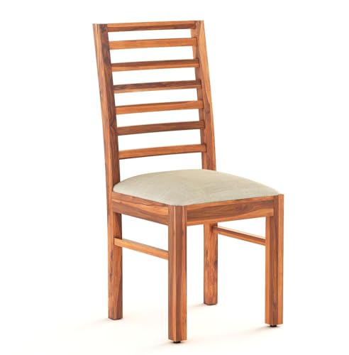 Image of Solid Sheesham Wood Dining Set with Dining Table & Cushioned Chairs | Elegant | Comfortable | Durable & Stylish for Dining Room | Living Room | Home & Office | Hotels Restaurant (brown 25)