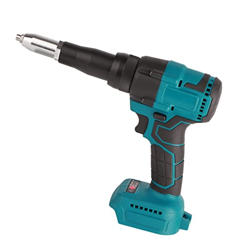 Pistola Remachadora Inalámbrica, Pistola Remachadora Eléctrica sin Escobillas Azul de 18 V, Herramienta Manual de Tuerca Remachadora Automática LED para Batería BL1815 de 3,2