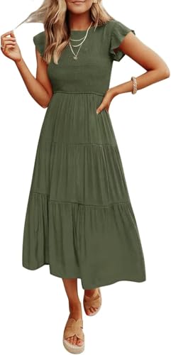 Robe bohème d'été mi-longue aux finitions soignées et coupe fluide raffinée