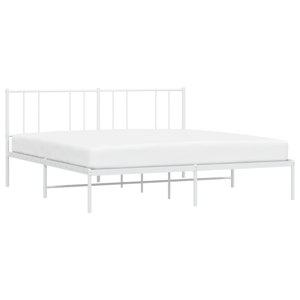 Telaio letto con testiera in metallo bianco 200 x 200 cm Telaio per camera da letto Struttura del letto dell'hotel Cornice da letto per soggiorno Adatto per camera da letto