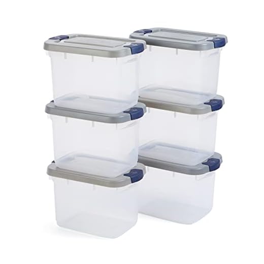 Rubbermaid Roughneck Clear 19Qt/ 4.75 Gal Storage Containers, Pack of 6, with Snap-Fit Grey Lids, Visible Base, Sturdy and Stackable, Great for Storage and Organization
