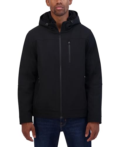 Image of Nautica Men's Sherpa Lined Softshell Jacket - Full Zip, Adjustable Hood, Wind Resistant