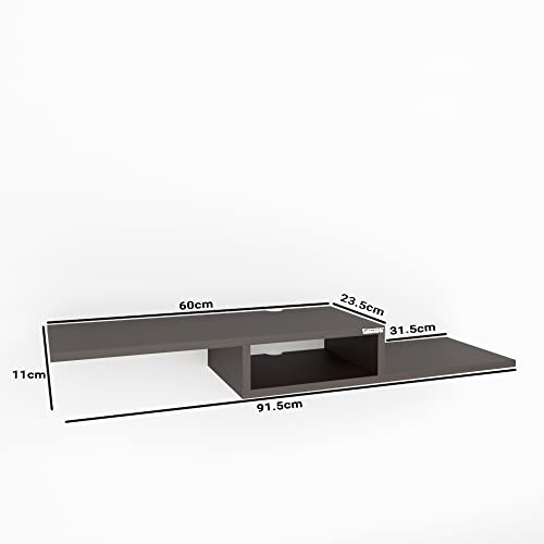 Image of ESTANTERIA Tv Unit Wall Mounted Engineered Wood TV Unit, TV Cabinet for Wall, TV Stand for Wall, TV Stand Unit Wall Shelf for Living Room, Set Top Box Wall Display Rack Stand (Standard, Wenge)