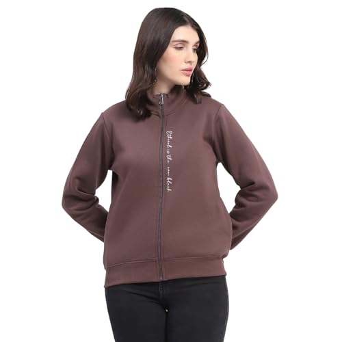 Image of Madame Placement Printed Zipped T Neck Sweatshirt for Women