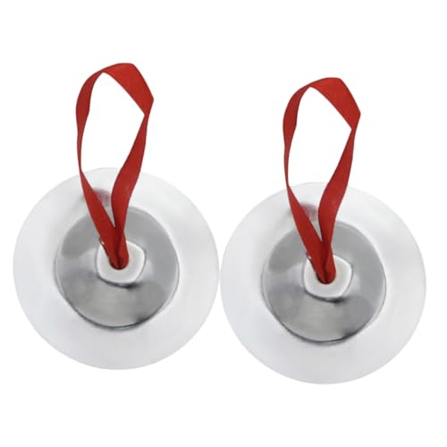 VANZACK 1 Pair Mini Finger Cymbals Durable Cymbals for Dancers Crisp Sound Easy to Carry for Evening Parties Silver Finish