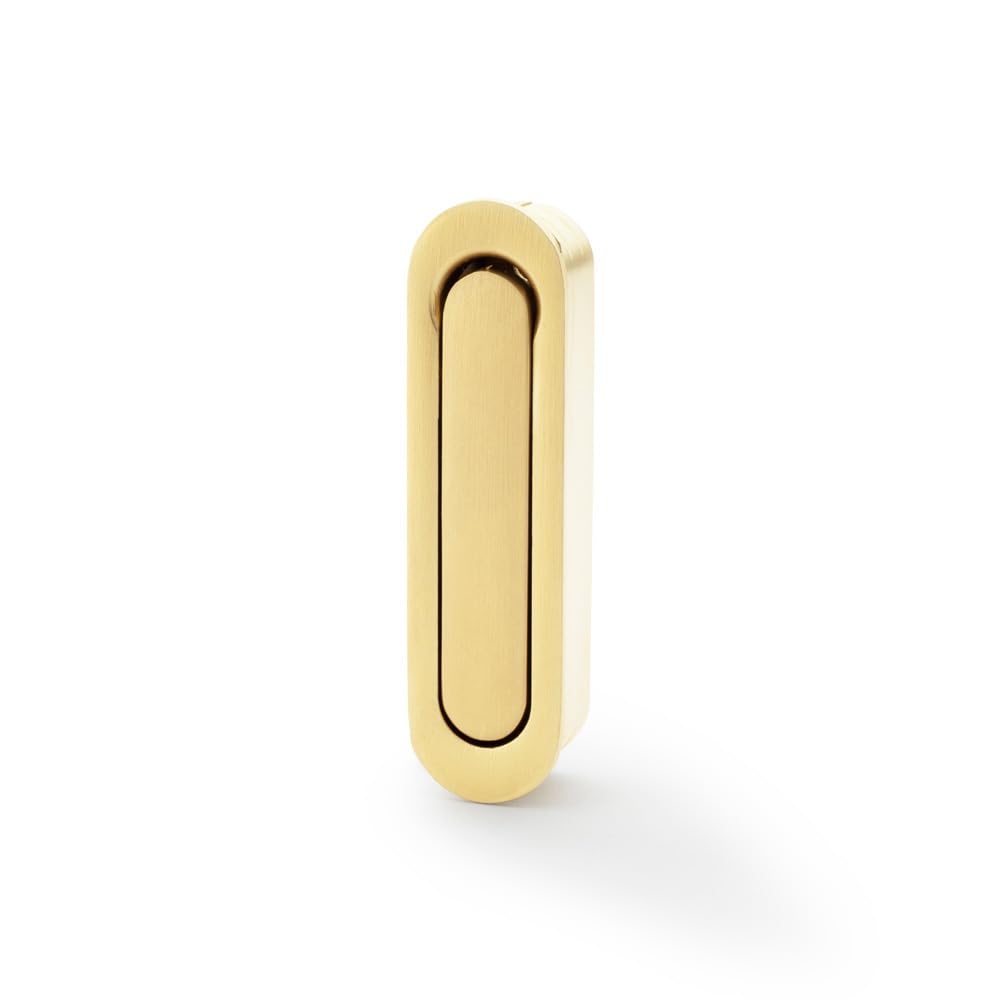 Ironmongery Solutions® Radius Sliding Door Edge Pull, Recessed, Rounded Design, for Sliding, Pocket Doors and Wardrobe Systems (Satin Brass PVD)