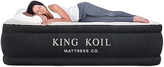 King Koil Luxury Air Mattress Queen with Built-in Pump for Home, Camping & Guests - 20” Queen Size Inflatable Airbed Luxury Double High Adjustable Blow Up Mattress, Durable Portable Waterproof