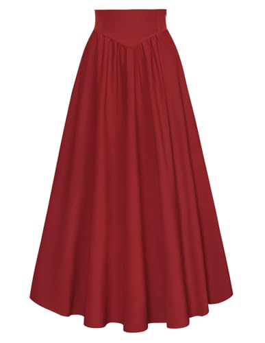 Jupe victorienne maxi de style Renaissance avec des finitions fluides et une taille haute