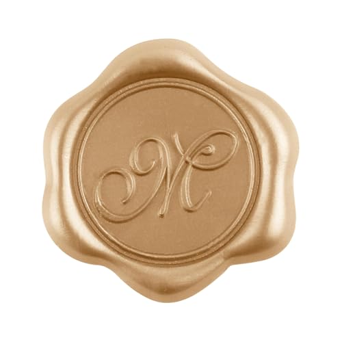 Lot de 30 autocollants en cire avec lettre M - Pour décoration d'invitations de mariage, de Noël, de cartes de vœux, d'enveloppes, de cartes de vœux, de cartes de vœux - Doré antique