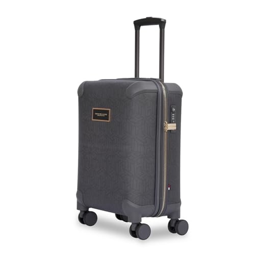 Image of Tommy Hilfiger Jazz Mid Soft Luggage - Grey |Check-in Trolley Bag with TSA Lock | 360 Spinner Double Wheels | Telescopic Handle | Expandable | Polyester Shell Suitcase | 76L Capacity | 67cm