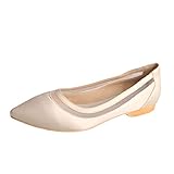 [Design] Frauen geschlossenen Zehen Satin Ballerinas flache Hochzeit Brautschuhe, weiche, bequeme Innensohle, strapazierfähige und Anti-Gummi-Sohle, 0.2 cm gewickelter flacher Absatz, der das Gleichgewicht zwischen Eleganz und Komfort perfekt aufrechterhält. Lassen Sie jeden Schritt entspannt und bequem
