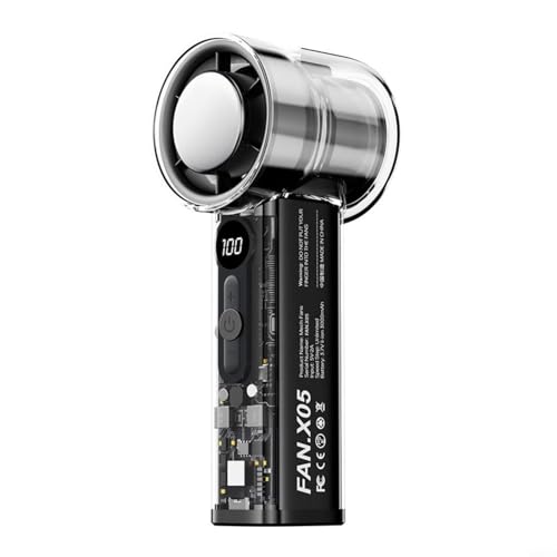 Sileduove Ventilador turbo portátil con tecnología de enfriamiento de alta velocidad, batería 3000mAh, 100 niveles de velocidad, pantalla LCD, diseño antienredos para cabello largo (negro)