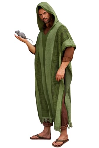 Arvilhill Man Green Bruno Poncho Costume Adult Halloween Cloak Cape Outfit Cartoon Encant Knitted Robe Dress Up XL