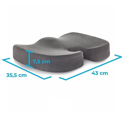 Linenspa Orthopedic Gel Foam Seat Cushion - Tailbone/Coccyx Comfort - Support For All-Day Sitting And Back Pain Relief Grey 18" X 14" #TOP5