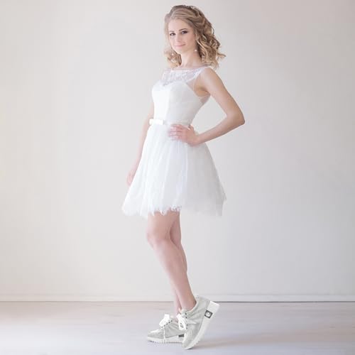Image of FINDVELL Women's Fashion Glitter Sneakers Platform Wedge Shoes Sparkly Rhinestone High Top Sneakers Trendy Sequin Shoes Wedding Bride Dress