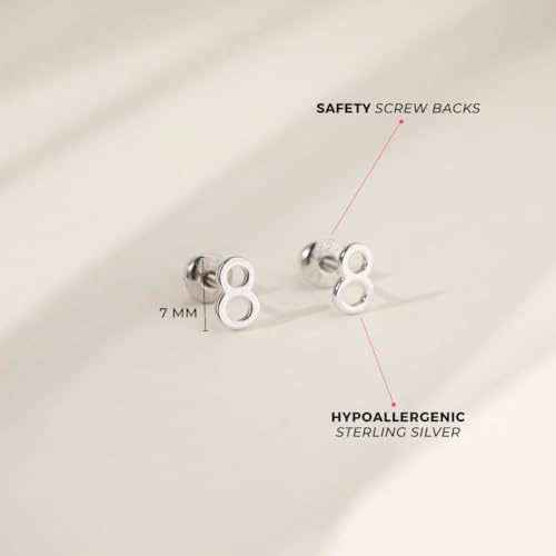 925 Sterling Silver Polished Number Screw Back Earrings For Toddlers, Little Girls and Preteens - Stylish Age Earrings For A Young Girls Birthday Celebration - Classic Earrings For Young Girls4