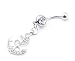 316L Surgical Steel 14g 7/16" Cz Crystal Rhinestone Anchor Dangle Navel Belly Button Ring + 1 Retainer