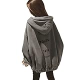CuteCue Women Korean Japanese Sweatshirt Oversize Hoodies Plus Size Vintage Pockets Casual Large Coats (StyleC gray,XL,X-Large)
