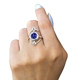 Material: Massives 925er Sterlingsilber, Edelstein: Tansanit, Farbe: Blau, Stil: Stapelbar